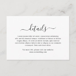 Einfache Schwarz-Weiß-Script-Hochzeit Begleitkarte