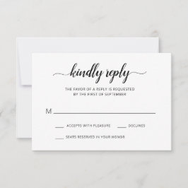 Einfache Schwarz-Weiß-Script-Hochzeit RSVP Karte
