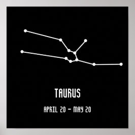 Einfache Schwarz-Weiß-Taurus-Konstellation Poster