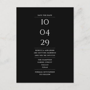 Einfache Schwarz-Weiß-Technik Save the Date Postkarte