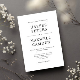 Einfache Schwarz-Weiß-Typografie-Hochzeit Einladung