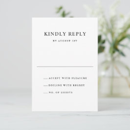 Einfache Schwarz-Weiß-Typografie-Hochzeit RSVP Karte