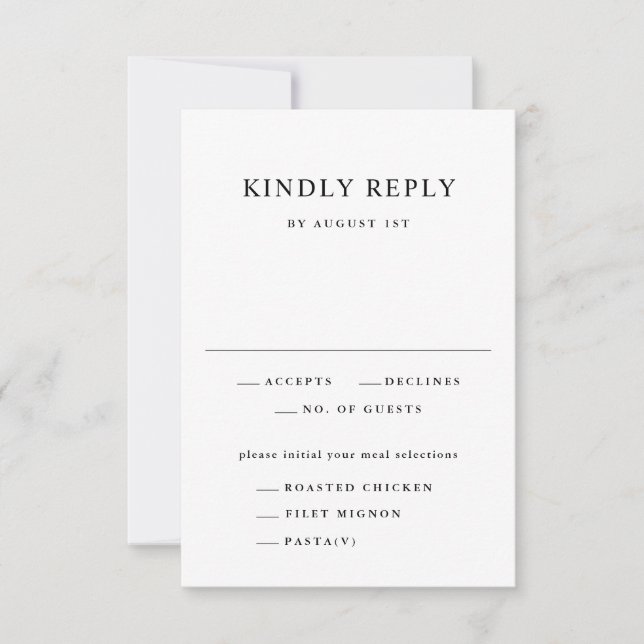 Einfache Schwarz-Weiß-Typografie-Hochzeit RSVP Karte (Vorderseite)
