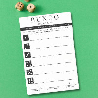 Einfache Schwarz-Weiß-Vierer-Runde-Bunco-Punktkart