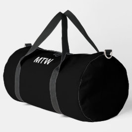 Einfache Schwarz-Weiß-Vorlage für Monogramm Duffle Bag
