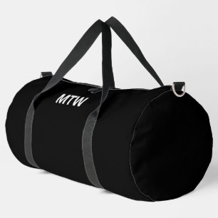Einfache Schwarz-Weiß-Vorlage für Monogramm Duffle Bag