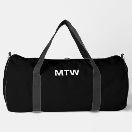 Einfache Schwarz-Weiß-Vorlage für Monogramm Duffle Bag