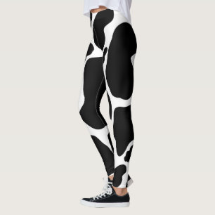 Einfache Schwarz-Weiß-Weiße Große Kuh-Flecken T Leggings