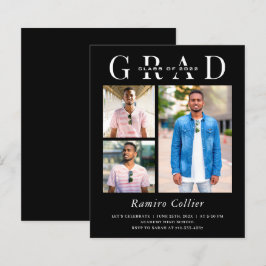 Einfache Schwarz-weiße 3-Foto-Abschluss-Feier