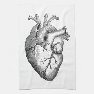 Einfache Schwarz-weiße Anatomie-Herz-Illustration Handtuch