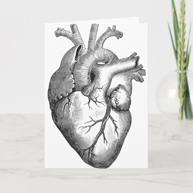 Einfache Schwarz-weiße Anatomie Herzerkrankung Karte (Vorderseite)