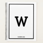 Einfache Schwarz-weiße Anfangsmonogramm monatlich Planer<br><div class="desc">Ein einfaches Design mit weißer Hintergrundfarbe und Ihrem individuellen Anfangsmonogramm, das in der Mitte positioniert ist. Ein schönes minimalistisches Design, das für jeden geeignet ist. Ideales Geburtstagsgeschenk, Party-Dekoration, Wohngestaltung, Büroausstattung, Weihnachtsgeschenk oder Geschenk für jeden anderen besondere Anlass. Besuchen Sie unseren Shop und sehen Sie sich unsere gesamte Kollektion an. Passen...</div>