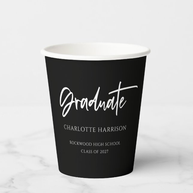 Einfache Schwarz-weiße benutzerdefinierte Graduier Pappbecher (Vorderseite)