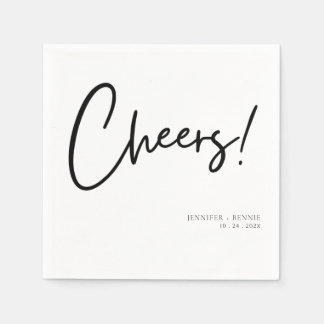 Einfache Schwarz-weiße Cheer Script Minimalistisch Serviette