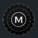 Einfache Schwarz-weiße Classic Monogramm Dartscheibe<br><div class="desc">Moderne schwarze Dartplatte mit einfacher Monogramm Medaille mit klassischer Blocktypografie,  Initial und Name in Weiß. Personalisieren Sie das Monogramm initial; verwenden Sie das Menü,  um die Hintergrundfarbe oder Typografie zu ändern.</div>