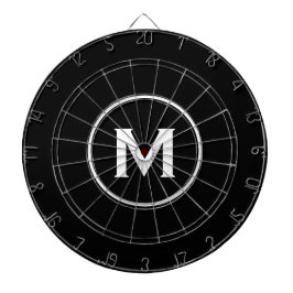 Einfache Schwarz-weiße Classic Monogramm Dartscheibe