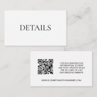 Einfache Schwarz-weiße Details Hochzeitswebsite QR