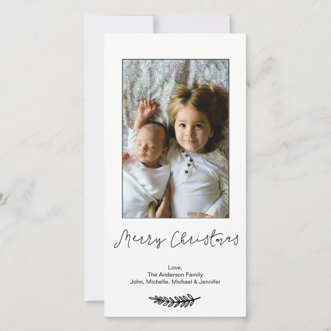 Einfache Schwarz-weiße frohe Weihnachten (Vorderseite)