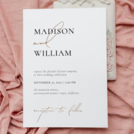 Einfache Schwarz-weiße Hochzeit Modernes Minimalis Einladung