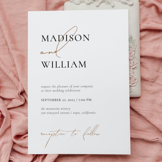 Einfache Schwarz-weiße Hochzeit Modernes Minimalis Einladung (Von Creator hochgeladen)