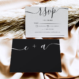 Einfache Schwarz-weiße Hochzeit rsvp Monogramm