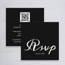 Einfache Schwarz-weiße Hochzeit RSVP QR Code