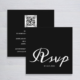 Einfache Schwarz-weiße Hochzeit RSVP QR Code Begleitkarte