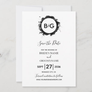 Einfache Schwarz-weiße Hochzeit speichern Sie das Save The Date