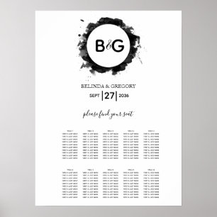 Einfache Schwarz-weiße Hochzeitskarte Poster