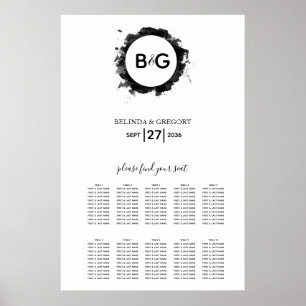 Einfache Schwarz-weiße Hochzeitskarte Poster
