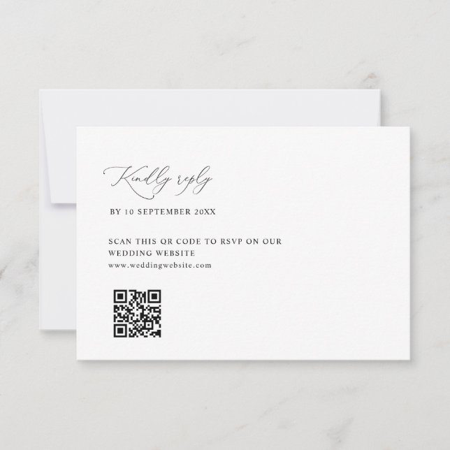 einfache schwarz-weiße Hochzeitskennzahl QR Code R Dankeskarte (Vorderseite)