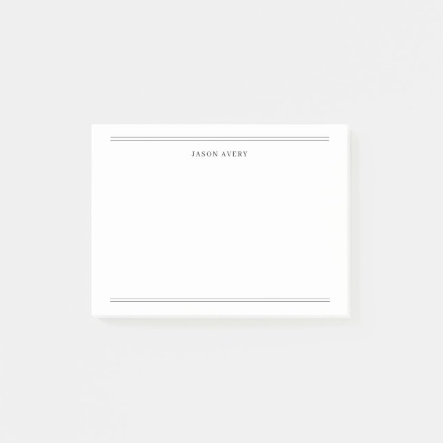 Einfache Schwarz-weiße, klassische Doppellinien Post-it Klebezettel (Vorderseite)