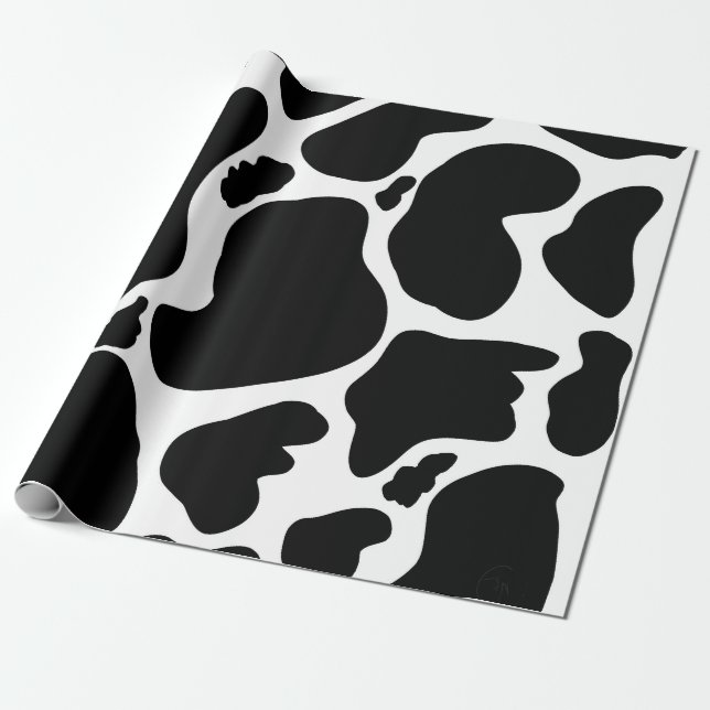 Einfache Schwarz-weiße Kuh Spots Tier Geschenkpapier (Ungerollt)