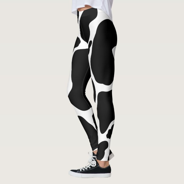 Einfache Schwarz-weiße Kuh Spots Tier Leggings (Links)