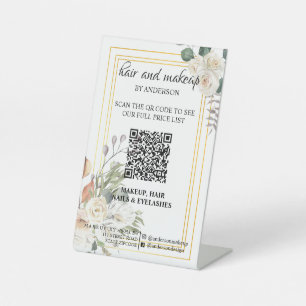 Einfache schwarz-weiße Makeup digitale QR Preis P Sockelschild