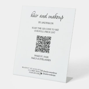 Einfache schwarz-weiße Makeup digitale QR Preis P Sockelschild