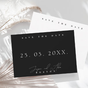 Einfache Schwarz-weiße Minimal-Typografie Save The Date
