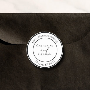 Einfache Schwarz-weiße moderne Hochzeitsstimmung - Runder Aufkleber