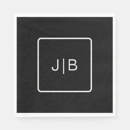 Einfache Schwarz-weiße Monogramm anpassbar Serviette