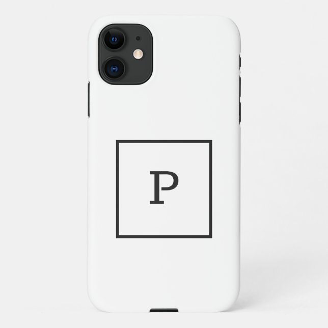 EINFACHE SCHWARZ-WEISSE MONOGRAMM-KUSTOM PERSONALI iPhone 11 HÜLLE (Rückseite)