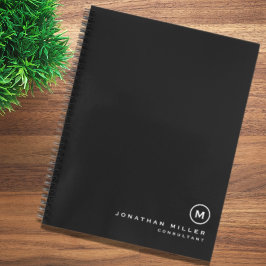 Einfache Schwarz-weiße Monogramm-Medallion Notizbuch