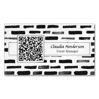 Einfache, schwarz-weiße QR-Code Magnetische Visitenkarte