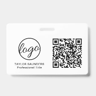 Einfache schwarz-weiße QR-Code Mitarbeiter-ID Ausweis