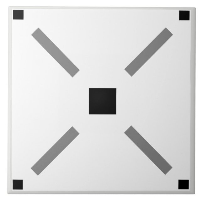 Einfache schwarz-weiße Quadrate Fliese (Vorderseite)