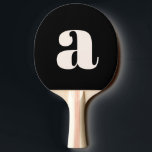 Einfache Schwarz-weiße Retro-Monogramm Tischtennis Schläger<br><div class="desc">Einfache Schwarz-weiße Retro Monogram Ping Pong Paddel</div>