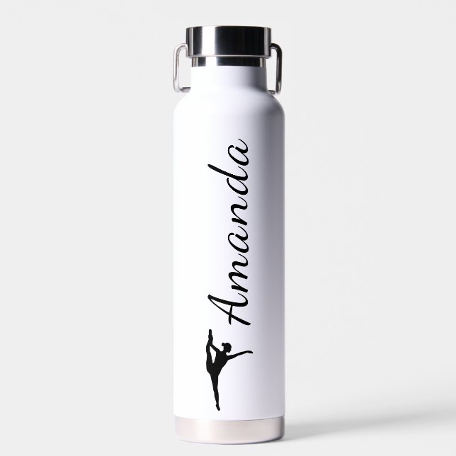 Einfache schwarz-weiße Tanzflasche (22 z.) Trinkflasche (Vorne)
