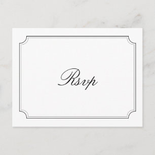 Einfache schwarz-weiße Typografie Hochzeit rsvp Postkarte