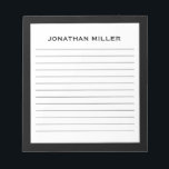 Einfache Schwarz-weiße Typografie Notizblock<br><div class="desc">Berufliches Notizblock mit minimalistischem Design in Schwarz-Weiß-Farbpalette. Benutzerdefiniertes Monogramm Initial und Name auf einem einfachen,  weißen Hintergrund,  gerahmt durch einen schwarzen Rahmen. Personalisieren Sie die Eingabe mit den angegebenen Feldern,  oder wenden Sie sich mit der Schaltfläche 'Nachricht' an den Designer,  um Hilfe zu erhalten.</div>