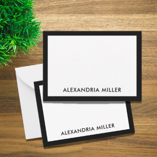 Einfache Schwarz-weiße typografische Namenskarte Mitteilungskarte