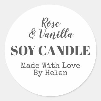 Einfache schwarz-weiße, zentrierte Sojenkandle Runder Aufkleber